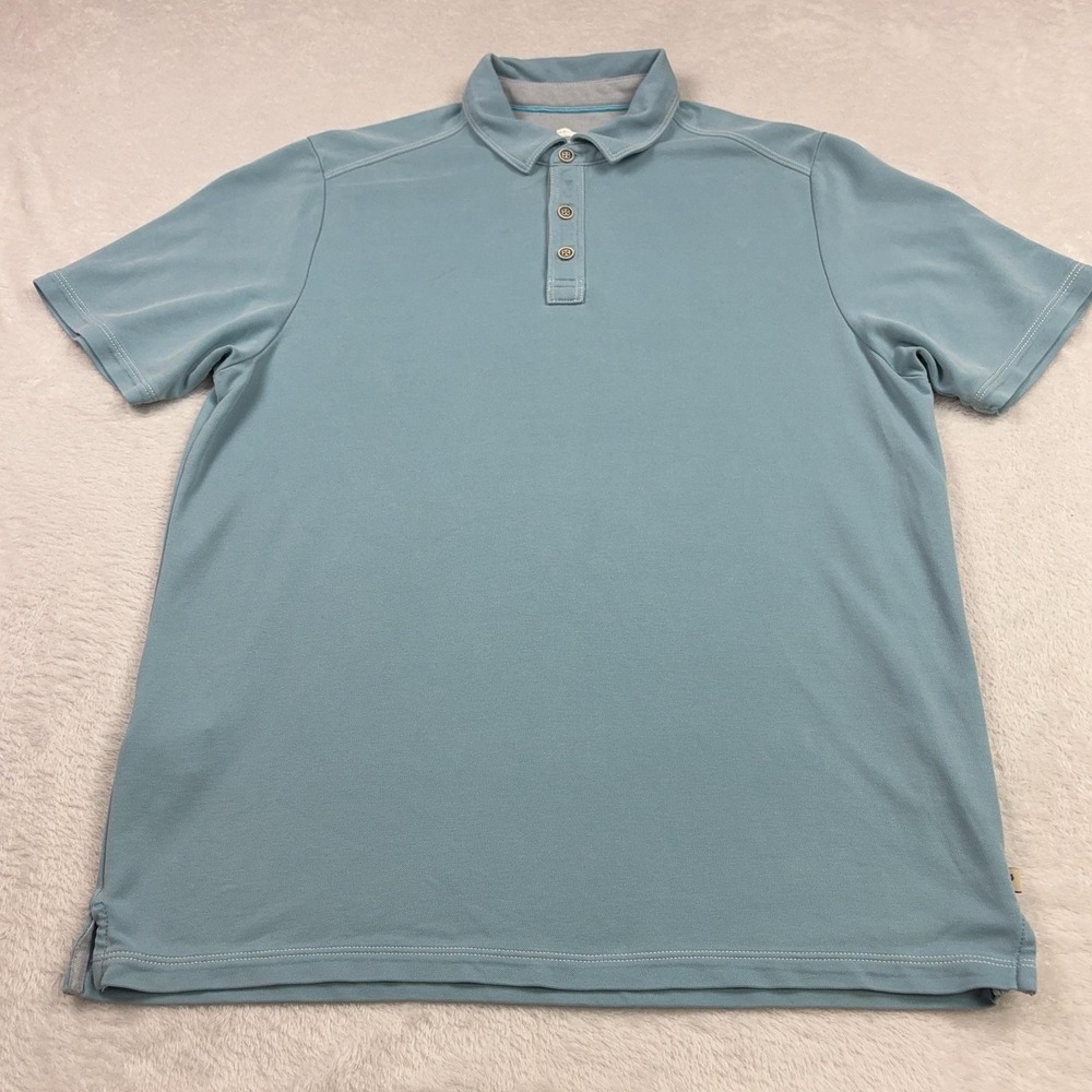 Tommy Bahama Polo Shirt Mens M Blue Lyocell Polyester Tagless Collared - Picture 2 of 10